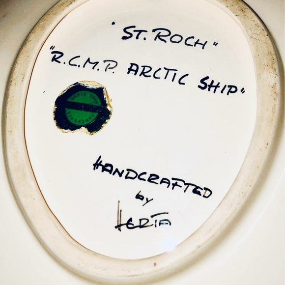 Vintage Herta Gerz BC Ceramics Pottery Shield Dish Vancouver RCMP Arctic Ship - Picture 6 of 9